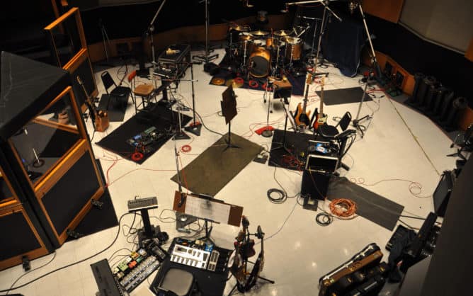Recording studio view from top